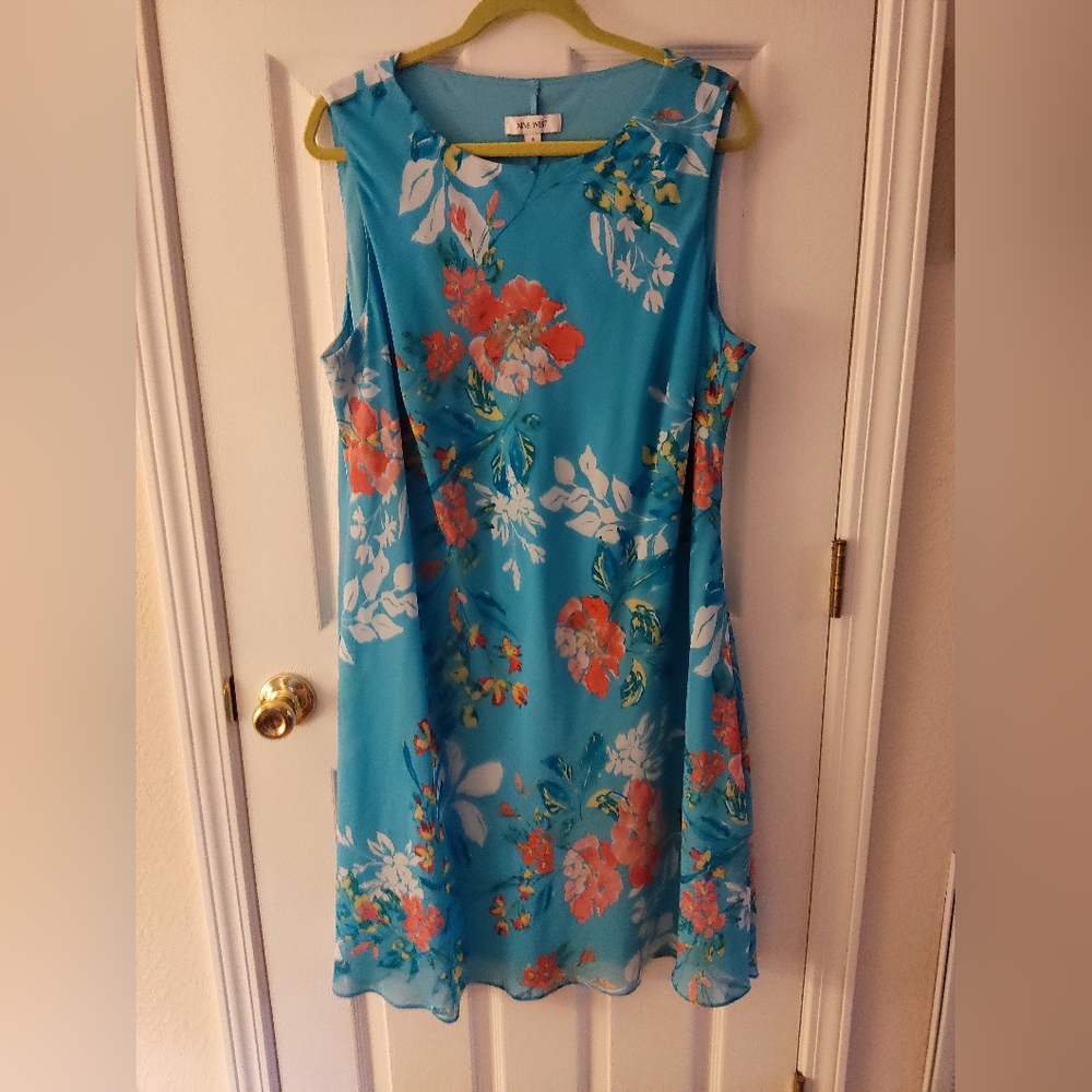 NWOT Nine West Women's Elegant Summer Dress Size 18 Floral Chiffon Lined
